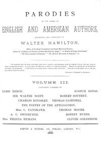 Cover of Parodies of the works of English & American authors, vol. III — Reading Notes