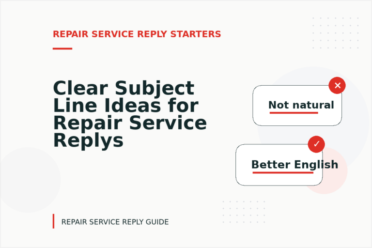 Clear Subject Line Ideas for Repair Service Replys