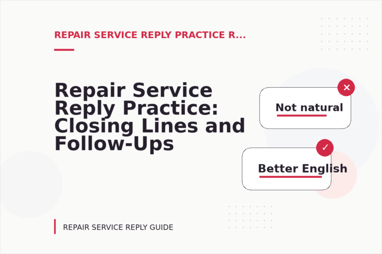 Repair Service Reply Practice: Closing Lines and Follow-Ups Repair Service Reply Practice: Closing Lines and Follow-Ups